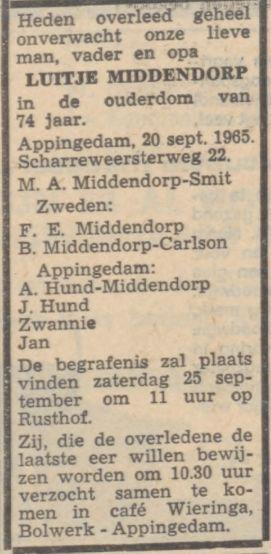 luitje middendorp on 22 Sep 1965.